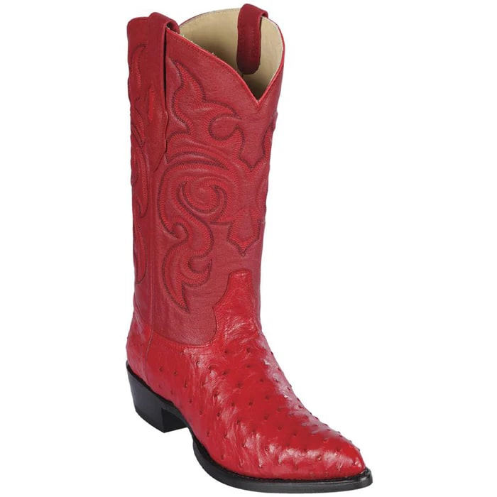 Men's Red Ostrich Print Cowboy Boots - Los Altos Dress Western Boots