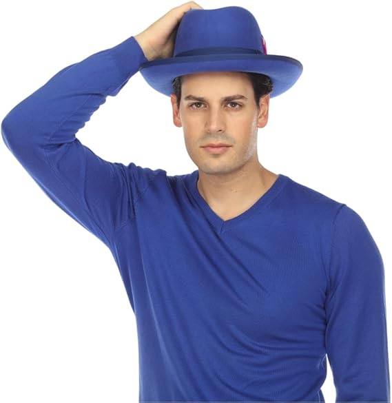 Men's Royal Blue Homburg Hat - Premium Godfather Style Fedora