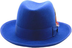 Men's Royal Blue Homburg Hat - Premium Godfather Style Fedora