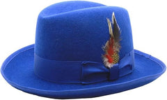 Men's Royal Blue Homburg Hat - Premium Godfather Style Fedora