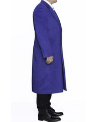 Women's Royal Blue Wool Coat | Full Length Winter Dress Coat | Ankle Length Overcoat