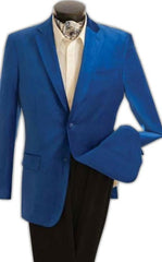 Men's Royal Blue Velvet Blazer Jacket – Stylish 2 Button Dinner Party Formal Suit Jacket