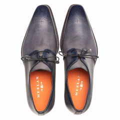 Mezlan Principe Men's Leather Derby Shoes: Grey/Rust Patina Dress Shoes