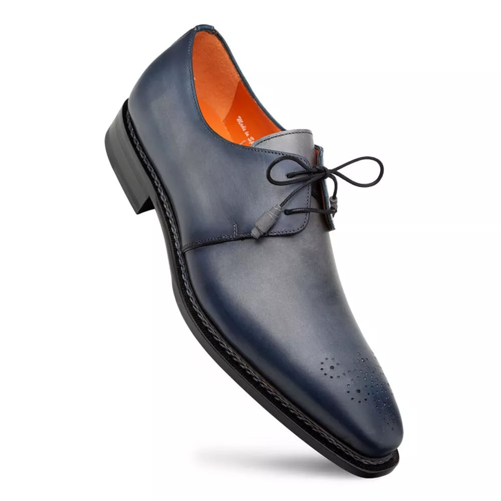 Mezlan Principe Men's Leather Derby Shoes: Grey/Rust Patina Dress Shoes