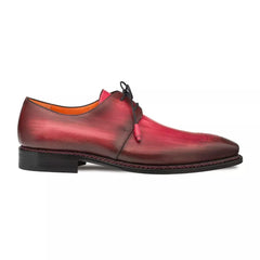 Mezlan Men's Principe Burgundy Derby Shoes: Hand-Patina Leather Dress Shoes