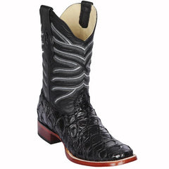 Men's Black Pirarucu Cowboy Boots: Genuine Exotic Leather Dress Boots