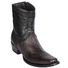 Men's Black Cherry Ostrich Cowboy Boots: Smooth Leather, Short Dress Western Boots by Los Altos