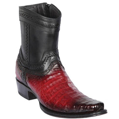 Men's Burgundy Caiman Belly Cowboy Boots: Genuine Leather Western Dress Boots