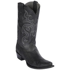 Men's Black Ostrich Leg Cowboy Boots: Snip Toe Western Dress Boots by Los Altos