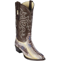 Men's Natural Ostrich Leg Cowboy Boots: Genuine Leather Western Dress Boots by Los Altos