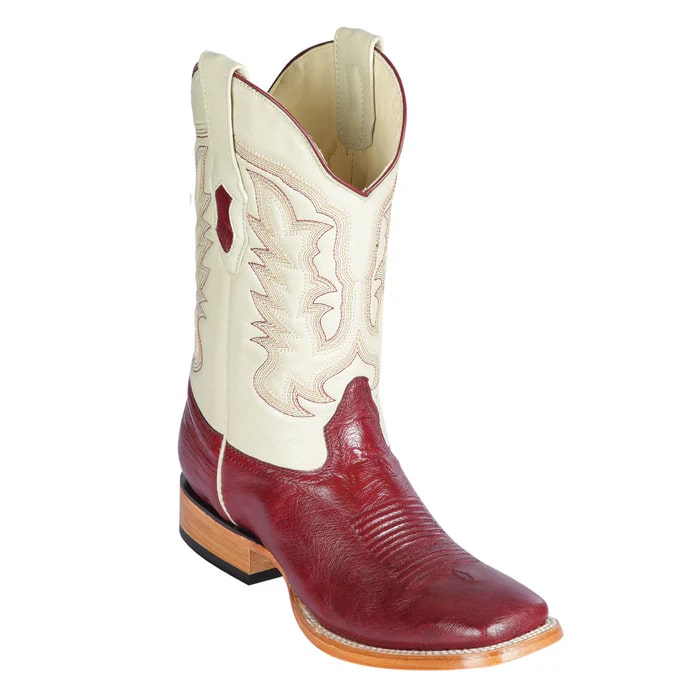 Men's Burgundy Ostrich Dress Cowboy Boots - Los Altos Smooth Leather Western Boots