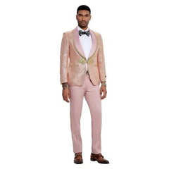 Tazzio Men's 2-Piece Paisley Prom Suit in Blush (2024 Collection)