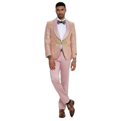 Tazzio Men's 2-Piece Paisley Prom Suit in Blush (2024 Collection)