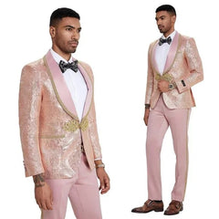 Tazzio Men's 2-Piece Paisley Prom Suit in Blush (2024 Collection)