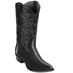 Men's Black Stingray Cowboy Boots: Genuine Leather Snip Toe Western Dress Boots