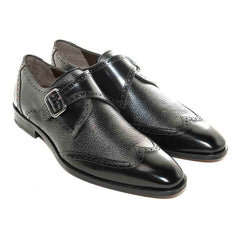 Black Deerskin Monk Strap Shoes for Men - Senator by Mezlan