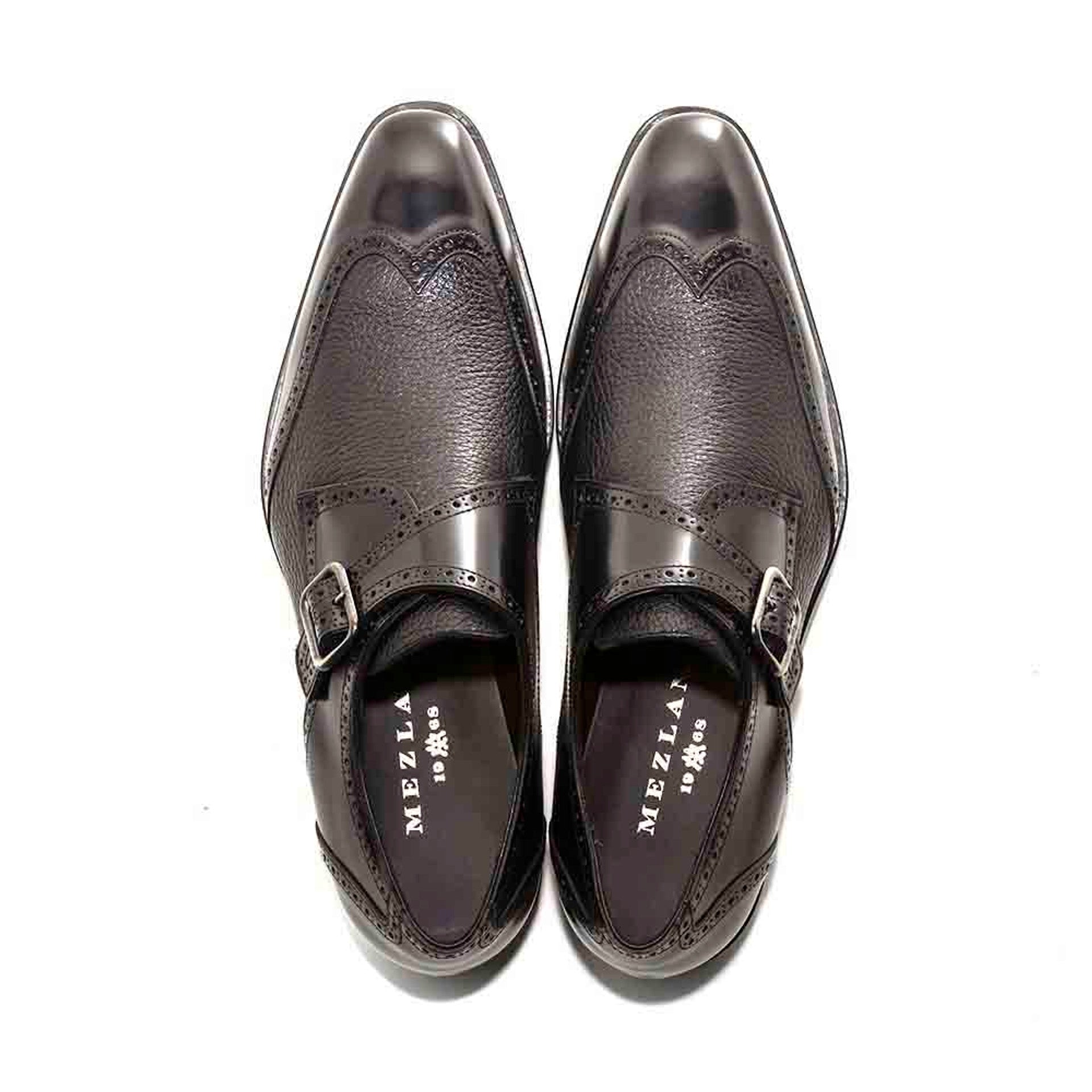 Black Deerskin Monk Strap Shoes for Men - Senator by Mezlan