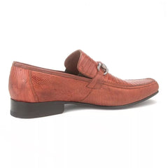 Men's Cognac Teju Lizard Leather Slip-on Loafers - Los Altos