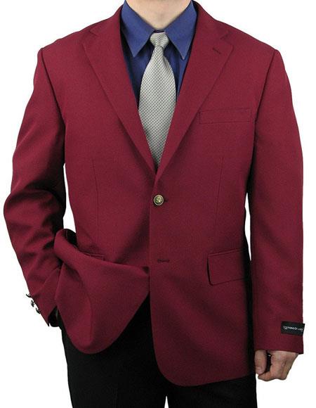 Burgundy Men's Blazer - Classic 2 Button Designer Style - Casual & Dress