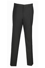 Men's Slim Fit Dress Pants: Black Wool-Blend Flat Front Trousers