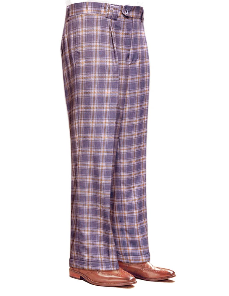 Women's Wide Leg Plaid Pants - Lavender Purple - High Waisted Trousers - Trendy Y2K Fashion