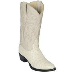 Men's Winter White Ostrich Leather Cowboy Boots - Los Altos Dress Western Boots R-Toe