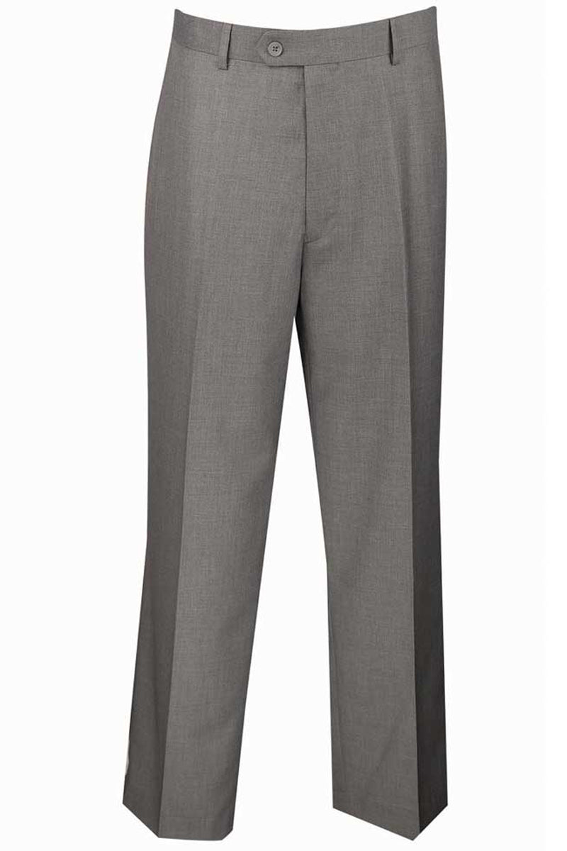 Men's Grey Dress Pants: Modern Fit Flat Front Slacks