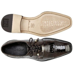 Genuine Ostrich Leather Lace-Up Dress Shoes - Belvedere Batta Chocolate Brown