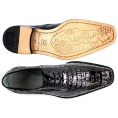 Genuine Hornback Crocodile Shoes: Men's Belvedere Chapo Black Exotic Dress Shoes