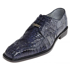 Genuine Hornback Crocodile Shoes: Men's Navy Belvedere Chapo Luxury Dress Shoes