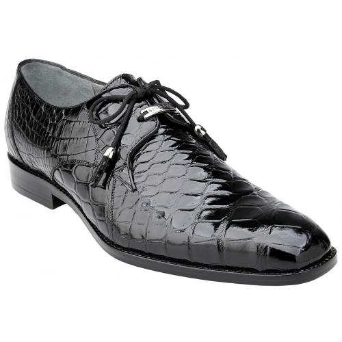 Genuine Alligator Shoes: Men's Belvedere Lago Black Luxury Dress Shoes