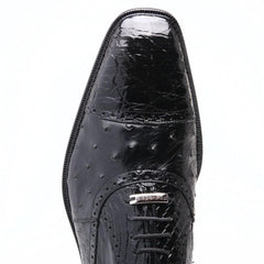 Men's Black Ostrich & Crocodile Cap Toe Oxford Dress Shoes - Belvedere Onesto