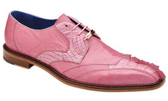 Men's Belvedere Valter Exotic Pink Crocodile Lizard Leather Dress Shoes