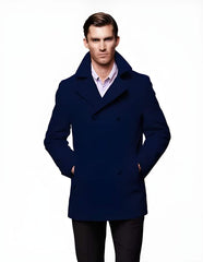 Men's Big & Tall Wool Peacoat - Navy Blue - Winter Sale