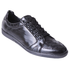 Men's Black Ostrich Leather Sneakers