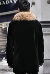 Men's Brown Faux Fur Coat: Warm Winter Long Plush Jacket