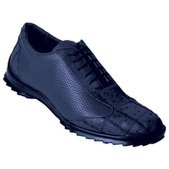 Men's Casual Zigzag Sneakers - Ostrich Leather Athletic Shoes