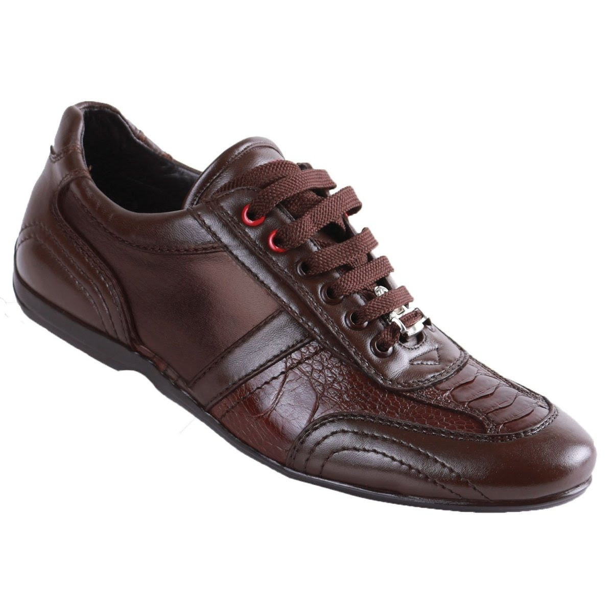 Men's Ostrich Leather Sneakers - Brown Casual Shoes