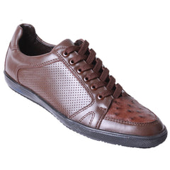 Men's Ostrich Leather Sneakers - Brown Casual Shoes