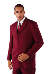 Burgundy Men's Suit Slim Fit 4-Button Polyester Wedding Prom Formal Business