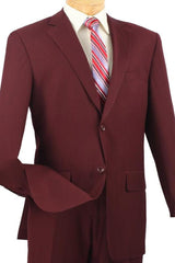 Burgundy Men's Suit Modern Fit 2 Button Textured Blazer & Trousers