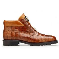 Genuine Crocodile Leather Ankle Boots: Belvedere Gallardo Antique Sport Tractor Sole