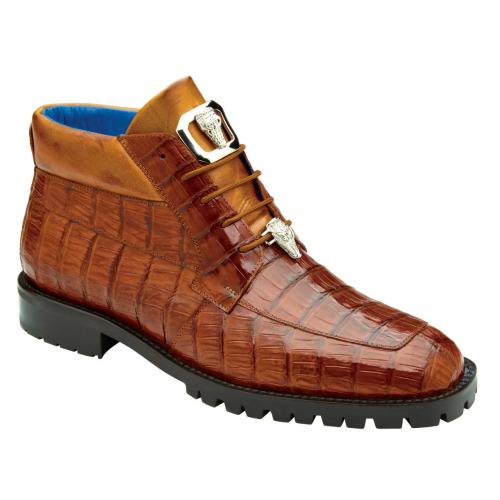 Genuine Crocodile Leather Ankle Boots: Belvedere Gallardo Antique Sport Tractor Sole