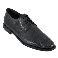 Men's Los Altos Black Genuine Crocodile & Lizard Leather Cap Toe Dress Shoes