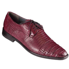 Burgundy Lizard Print Crocodile Embossed Leather Bike Toe Shoes - Los Altos