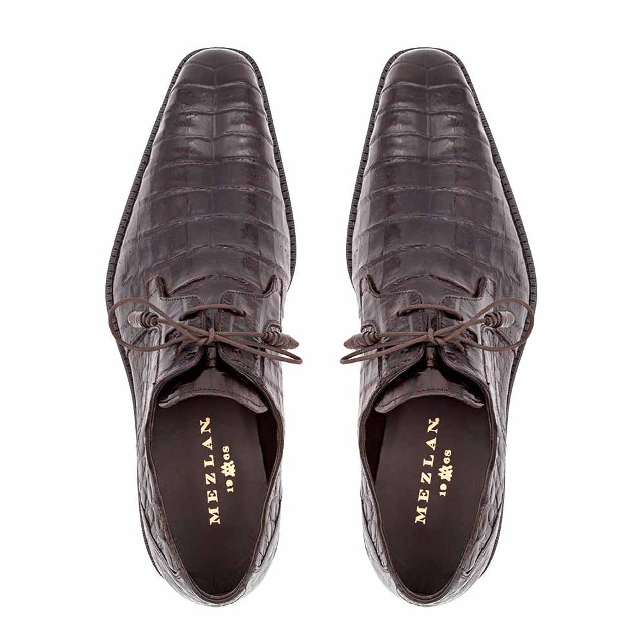 Men's Brown Crocodile Dress Shoes: Mezlan Anderson Genuine Crocodile Leather Lace-Ups