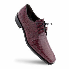 Men's Burgundy Crocodile Dress Shoes: Mezlan Anderson Genuine Crocodile Leather Lace-Ups