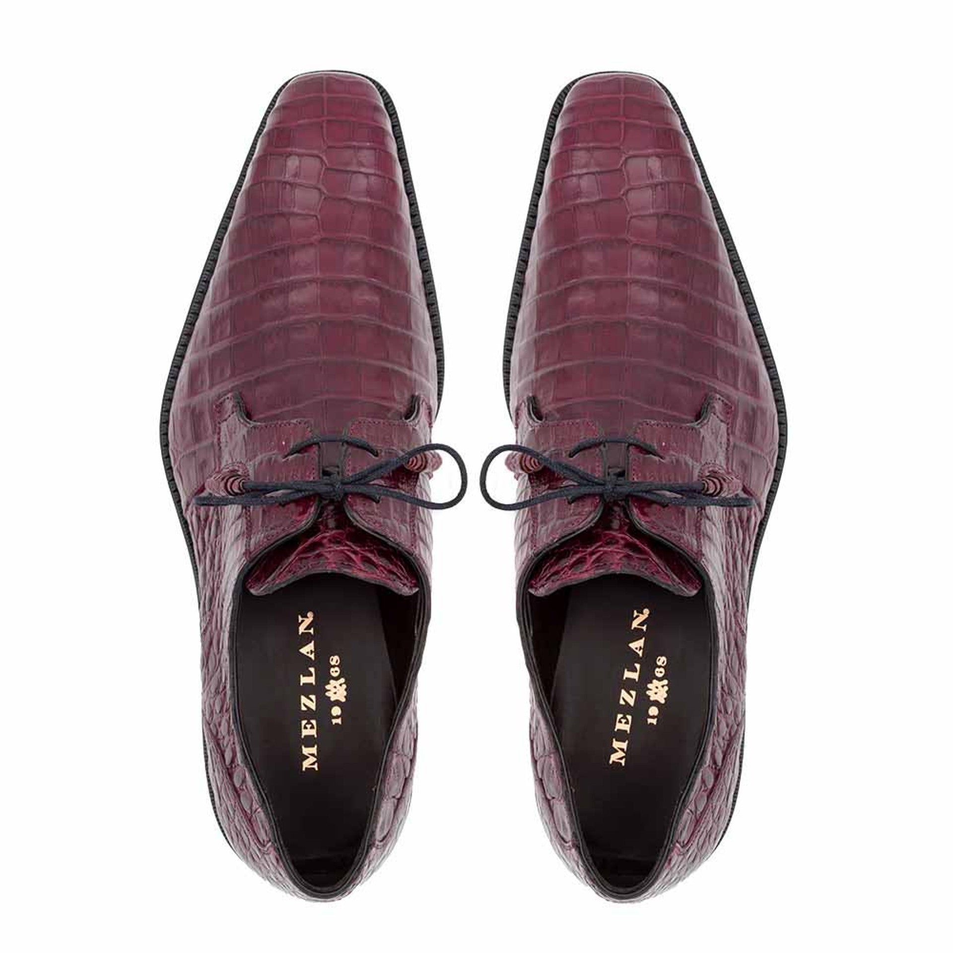 Men's Burgundy Crocodile Dress Shoes: Mezlan Anderson Genuine Crocodile Leather Lace-Ups