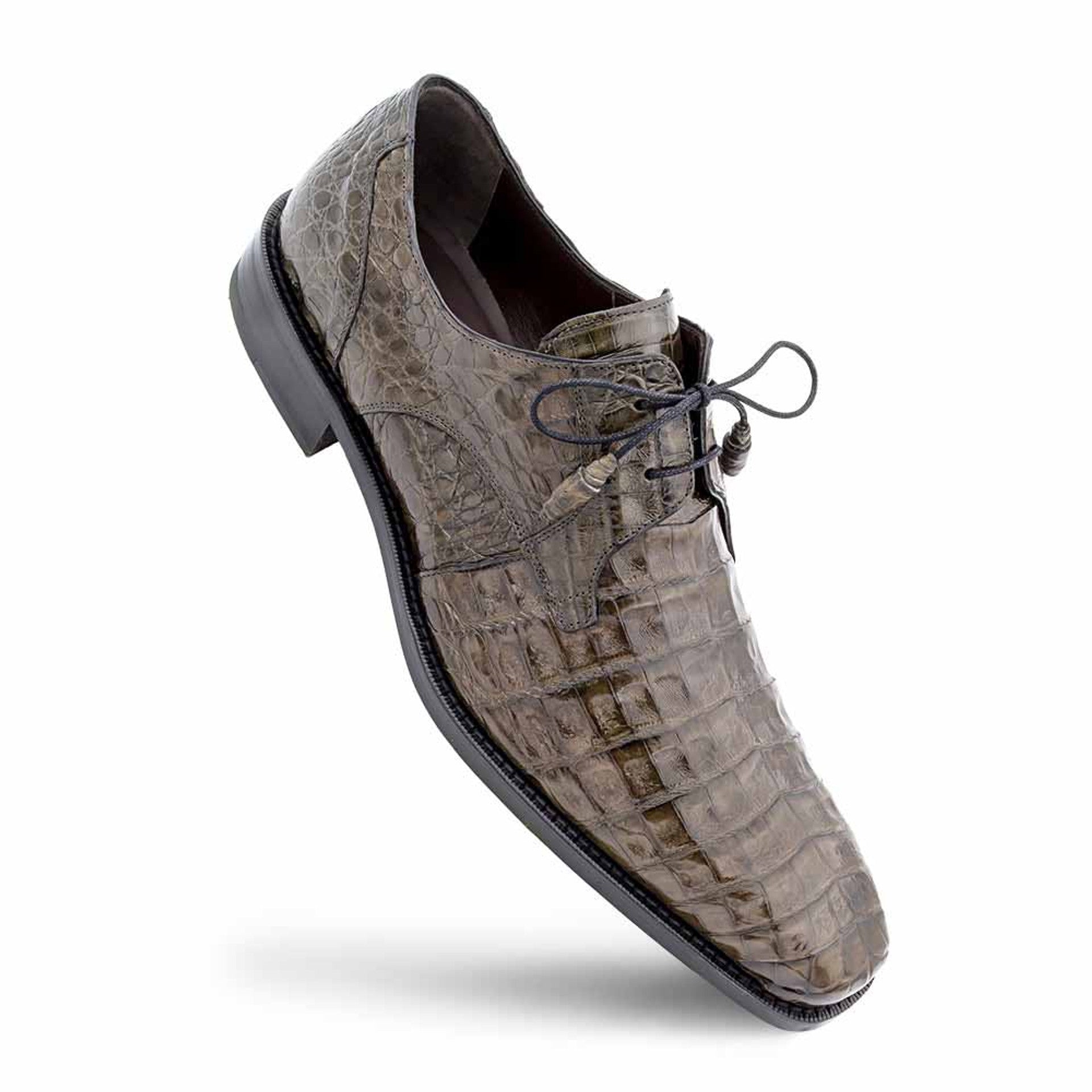 Men's Mezlan Anderson Grey Crocodile Dress Shoes - Genuine Crocodile Leather Lace-Ups