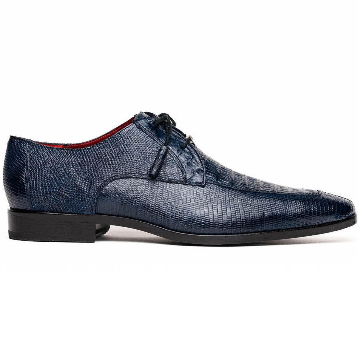 Men's Blue Caiman Lizard Derby Shoes - Genuine Leather Dress Shoes - Marco Di Milano Merida